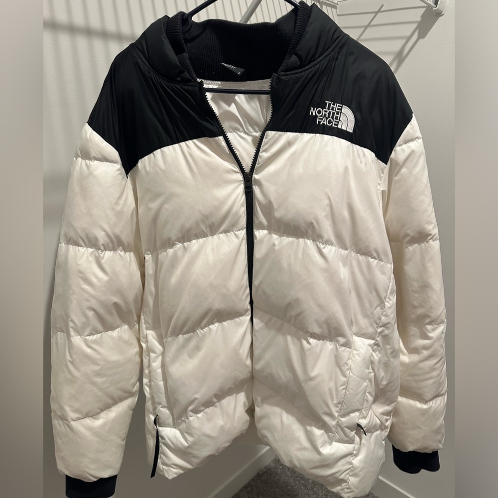 The North Face white and black Nordic Puffer Jacket